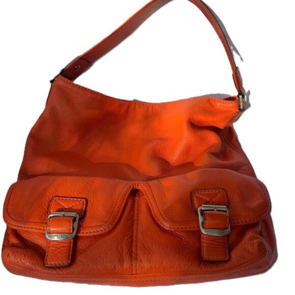 Michael Kors Pumpkin Hobo in Hermes Orange Leather Magnetic Closure Slouch Bag - Picture 1 of 14